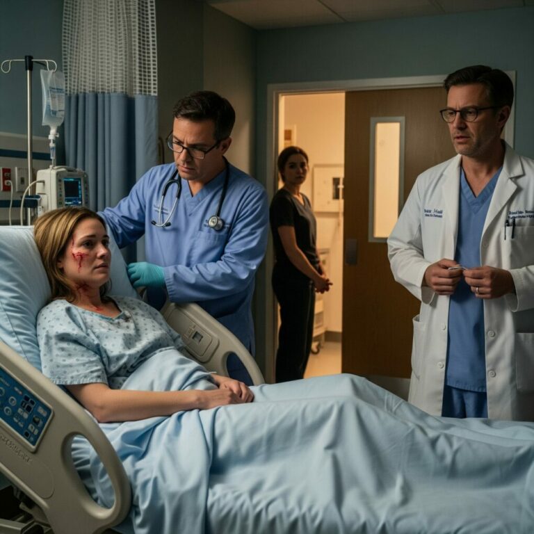 My husband beat me every day… One day, when I passed out, he took me to the hospital, pretending I had fallen down the stairs. But he froze when the doctor…