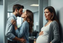 I WALKED INTO MY HUSBAND’S OFFICE TO SURPRISE HIM WITH LUNCH AND FOUND HIM KISSING ANOTHER WOMAN PASSIONATELY, WHEN I CONFRONTED HIM, SHE ATTACKED ME AND KICKED MY EIGHT MONTH PREGNANT BELLY, MY HUSBAND LAUGHED, THAT’S WHEN THE DOOR OPENED AND THEIR FACES DROPPED