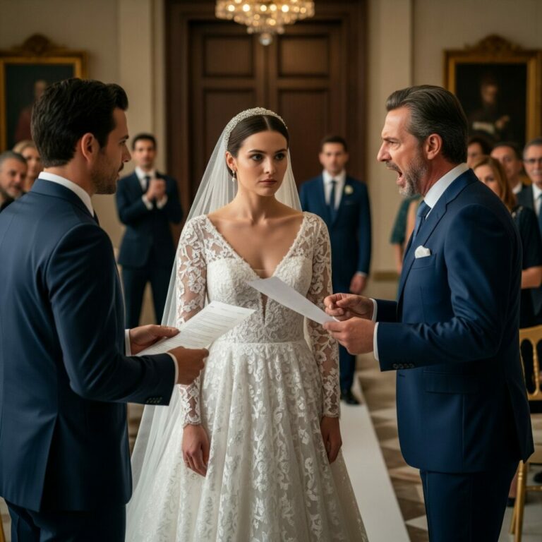 Mi padrastro me humilló frente a todos en mi propia boda. ‘¿Así vas a empezar tu matrimonio?’, se burló, mientras la gente murmuraba. Yo solo sonreí… porque ya lo tenía todo planeado. Cuando salí por esa puerta, no sabía que al amanecer él perdería su empresa, su casa y hasta su herencia. Ahora tengo 31 llamadas perdidas. Y créeme… lo que quiere decirme es apenas el comienzo.