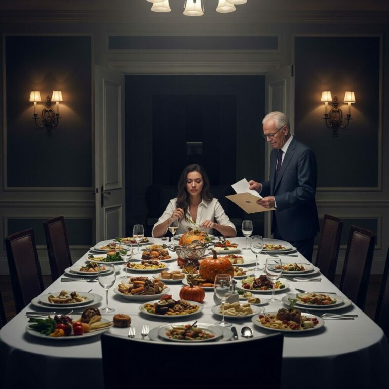 When the clock hit seven, I whispered, “They’re coming… they have to.” But the seats stayed empty, every dish going cold—just like the part of me that still believed in family. Tears blurred the crystal plates as I muttered, “Why would they do this to me?” Then the doors creaked. Grandpa stepped inside, eyes heavy. “Child… you need to see this.” He pressed an envelope into my shaking hands. I opened it— and the truth nearly knocked the breath out of me.