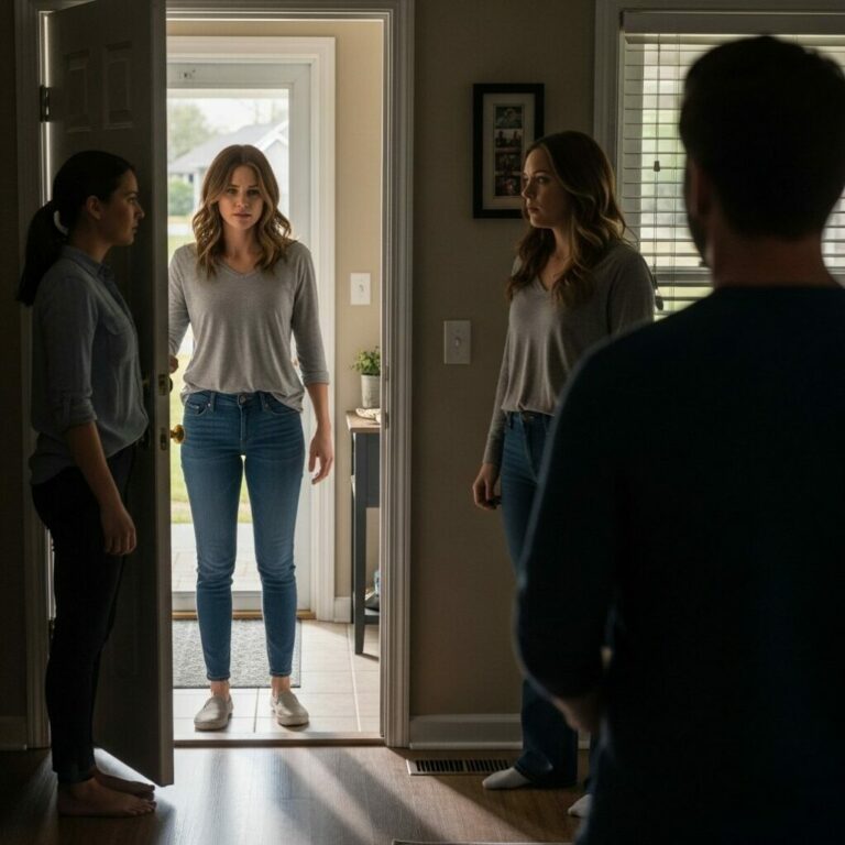 I was in the kitchen, quietly preparing dinner, when my husband’s phone buzzed. It was a text from his secretary: “I miss you, baby.” Without thinking, I responded for him: “Come over, my wife is out.” Just minutes later, the doorbell rang. When he opened the door and saw who was standing there, his face drained of color. What was about to unfold in that moment would change everything. Would he be able to explain?