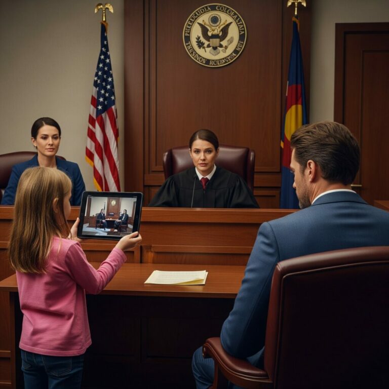 My husband had just filed for divorce when my 7-year-old daughter stood before the judge and whispered, “May I show you something that Mom doesn’t know about, Your Honor?” The judge nodded. I watched her small hands tremble as she pressed play.The moment the video started, the entire courtroom went dead silent—my heart pounding so loudly I could barely breathe. I had no idea my life was about to change forever.