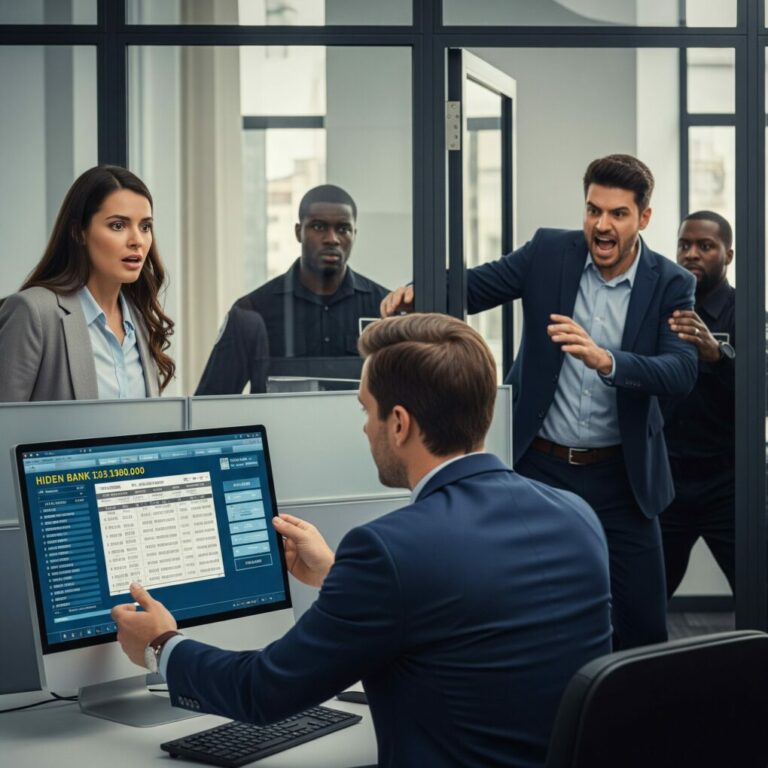 My ex-husband slammed the door behind me, hissing, “Get out. And don’t expect a cent.” Shaking, I dug out the old bank card my father left me—my last hope. But the banker froze, face draining of color. “Ma’am… quickly. Look at this!” My heart pounded as he turned the screen toward me. What I saw made my knees buckle—and it changed everything I thought I knew about my father… and my marriage.