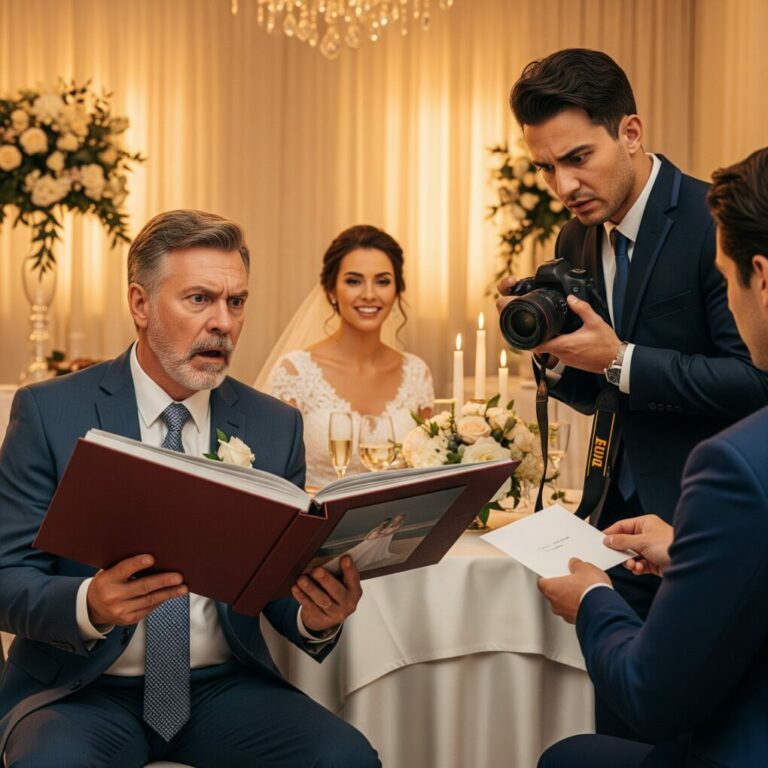 I still remember the day my phone rang. It was the wedding photographer, panic in his voice: “Sir, I noticed something terrible! Come immediately and don’t tell your daughter!” My heart sank. Could it be a mistake, or something far worse? When I arrived, he handed me the album, his hands shaking. And there it was… something in the pictures that made my world stop. I knew life would never be the same again.