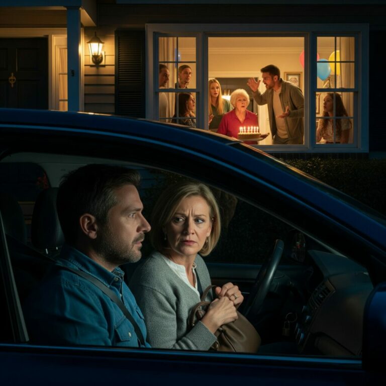 I thought Grandma’s 85th birthday would be sweet and simple. Then my husband leaned close, whispering, “Grab your bag. We’re leaving. Act normal.” I laughed nervously. “What are you talking about?” He locked the car doors. His eyes were cold. “Something’s very, very wrong.” Heart pounding, I watched my family inside, and ten minutes later, my trembling hands dialed 911.