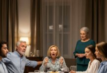 “I never told my son about my monthly $40,000 salary. He always saw me living simply. Tonight, I accepted his invitation to dinner with his in-laws, planning to play the ruined, naive mother. ‘Oh, I hope you don’t mind my… modest outfit,’ I said, forcing a tremble in my voice. But as soon as I walked through the door, their smiles froze, eyes widening in disbelief. They knew something I didn’t expect… and suddenly, I wondered—should I reveal the truth or let the shock unfold?”