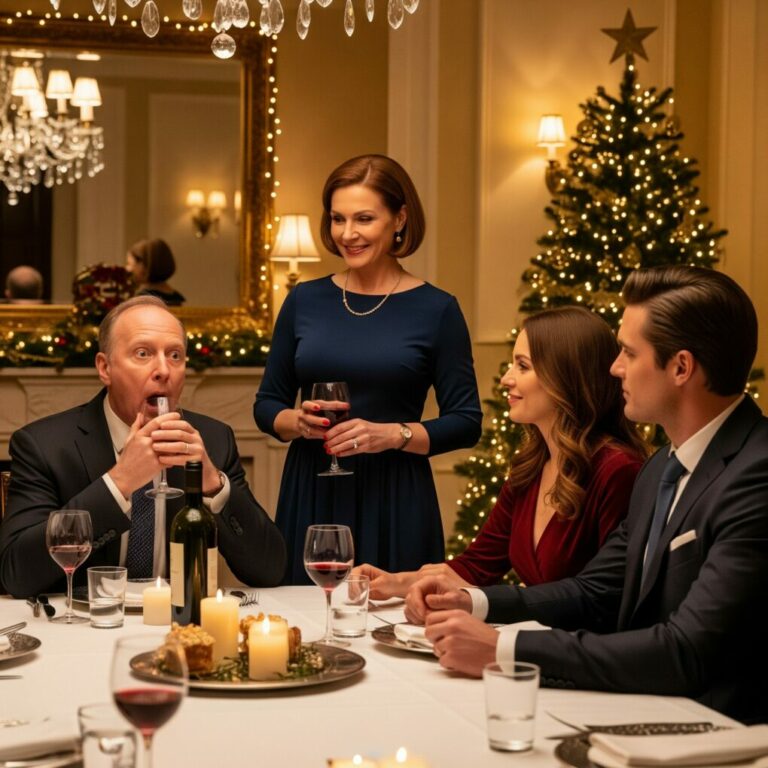 “My ex is coming to Christmas dinner,” my husband announced with a smug grin. I smiled sweetly, “Of course!” But little did he know… I had also invited her fiancé. When they finally met, the room froze. His confident smirk crumbled. “What… how did you—?” he stammered. I sipped my wine, smiling. This Christmas, the tables weren’t just turned—they were shattered.