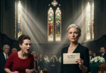 I sat through the ceremony, my heart pounding. When the lawyer cleared his throat, he smirked, “The mistress inherits everything.” My stomach dropped. My own son ran to her, whispering, “Mom…” I forced a smile. They didn’t see me reach into my purse, pulling out the real will. “Actually…” I said, voice trembling with triumph. Silence. Shock. They thought they’d won… but the game had just begun.