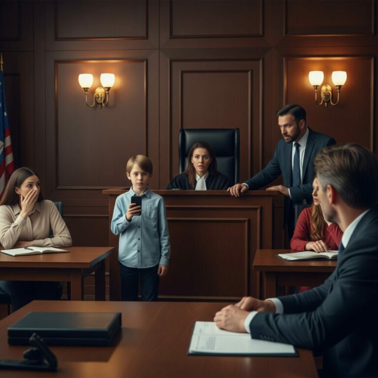 The day my husband sneered, “I’m taking the dog — you get the kid,” I thought his mother’s cruel chuckle was the worst part. But in court, everything shifted. My son stood, clutching his phone. “Mom… can I read what Dad texted me last night?” he whispered. The judge leaned forward. His lawyer went ghost-white. And in that frozen silence… I realized the truth was finally about to break.