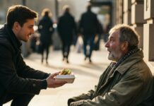 I Rushed to My Fiancé’s Mansion Terrified I’d Made a Terrible First Impression on His Millionaire Father—Because I’d Stopped to Give My Lunch to a Homeless Man… Until I Walked Into the Dining Room and Found That Same Homeless Man Sitting at the Head of the Table, Smiling Like He’d Been Expecting Me.