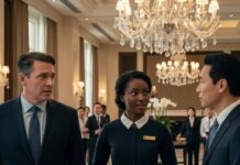 Panic surged through the Wellington Hotel lobby. “I—I’m sorry, Mr. Zhang… none of our staff speak Mandarin,” stammered the manager, heart hammering as the billionaire’s eyes narrowed. Olivia, silently pushing her cart, felt a smirk tug at her lips. “Actually, sir, I do,” she said, her Mandarin flawless, cutting through the tension like a blade. Careers hang by a thread—who will survive when hidden talents finally emerge?
