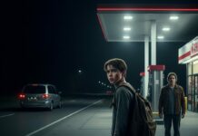 They shoved me out of the car so hard I stumbled. The door slammed. “Just take the bus home,” my mom snapped as they drove off to Disneyland without me. I stood there, shaking—until a stranger stepped out of the shadows. “You don’t deserve them,” he said. “Come with me. I’ll show you the truth.” I made a choice that night… and ten years later, they’re the ones begging me to come back and save them.