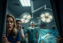I sprinted down the sterile hallway, heart pounding. “I need to see him!” I gasped to the nurse. She grabbed my arm, her eyes wide. “Quick, ma’am… hide. Trust me. It’s a trap!” Ten minutes later, I peeked through the crack of the operating room door—and froze. My husband… he wasn’t who I thought he was. “What… what have you done to him?” I whispered, my voice trembling