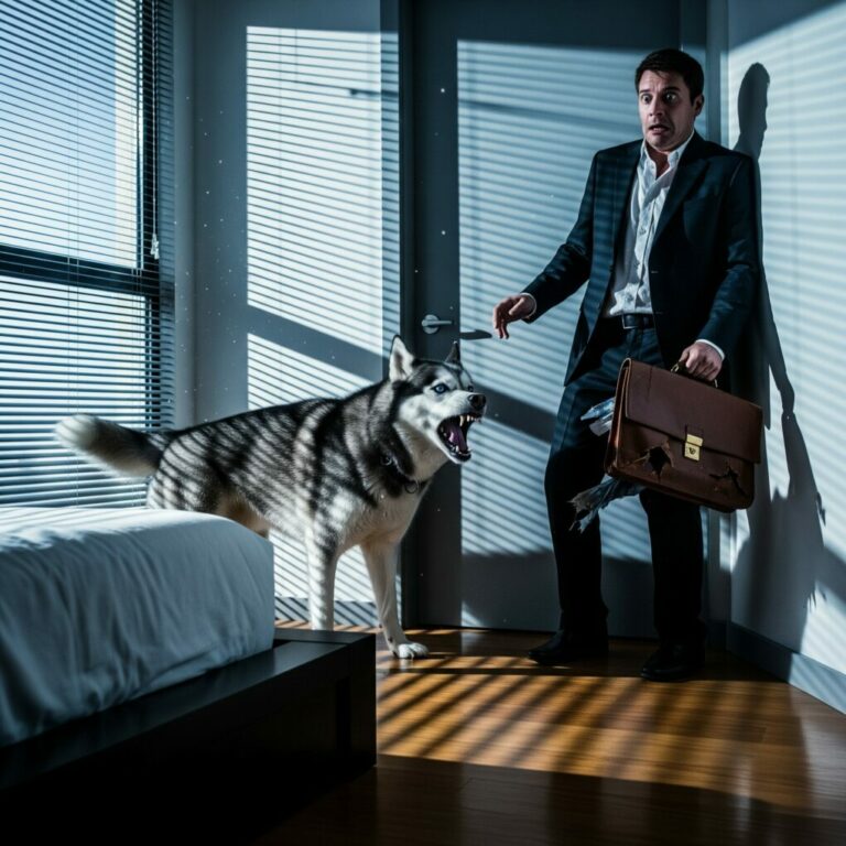 “Max, move!” I shouted, my hand gripping the destroyed briefcase. His icy blue eyes locked on mine, unwavering. The growl that came from his throat was low, deliberate, terrifying. “What the hell are you doing, Max?!” My phone buzzed—my boss. His voice cracked. ‘Daniel… don’t come in. There’s been an incident. Everyone… everyone is dead.’ I froze. I turned to Max. Was this just luck… or did he really know something I couldn’t see?