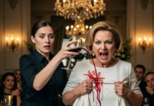 “Get off me! You clumsy idiot!” I screamed as her nails dug into my hair. The pain was unbearable, but I couldn’t break cover. And then I heard it—the doors slammed open. “Take your hands off my wife!” My husband’s voice boomed. All at once, her world froze, and I realized… she had no idea who she was hurting. This isn’t just a story about money or status—it’s about justice. And it’s far from over.