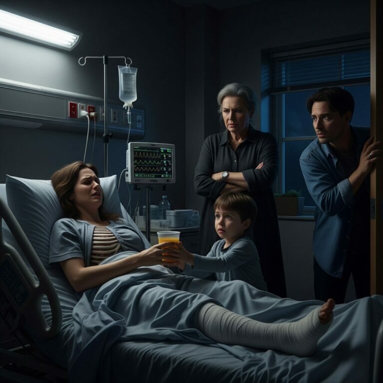 “You want me to drink it?” I whispered, my hand shaking over the cup. Leo’s tiny face was serious, almost accusing. “Grandma said if you do, Daddy will bring Mommy home.” My blood froze. This wasn’t a mistake—it was a trap. My hospital room had become a death chamber, and I was the prey. But what if moving too fast gave them the evidence they needed… or me, the end?”