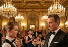 “Wait—don’t drink that!” I hissed, sliding the note into his hand, heart pounding like a drum. Jonathan froze mid-toast, champagne trembling in his grasp. “Who sent this?” he asked, eyes sharp. “It doesn’t matter,” I whispered. “Just leave. Now.” The ballroom suddenly felt like a cage. Every smile, every laugh, every eye on him—it wasn’t celebration anymore. It was a countdown. And I knew if he didn’t move fast, it would be his last toast.