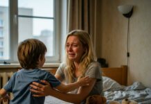 “Dad… that’s mom,” Leo whispered, his small hand pointing toward the woman hunched over a ragged stroller. My heart froze. Could it be true after five years? She was alive… and broken. I wanted to run, to grab her, but my feet felt nailed to the cold pavement. “No… it’s not possible,” I muttered. But deep down, I knew it was. And the thought of what we lost… and what we could still reclaim, kept me rooted to that street.