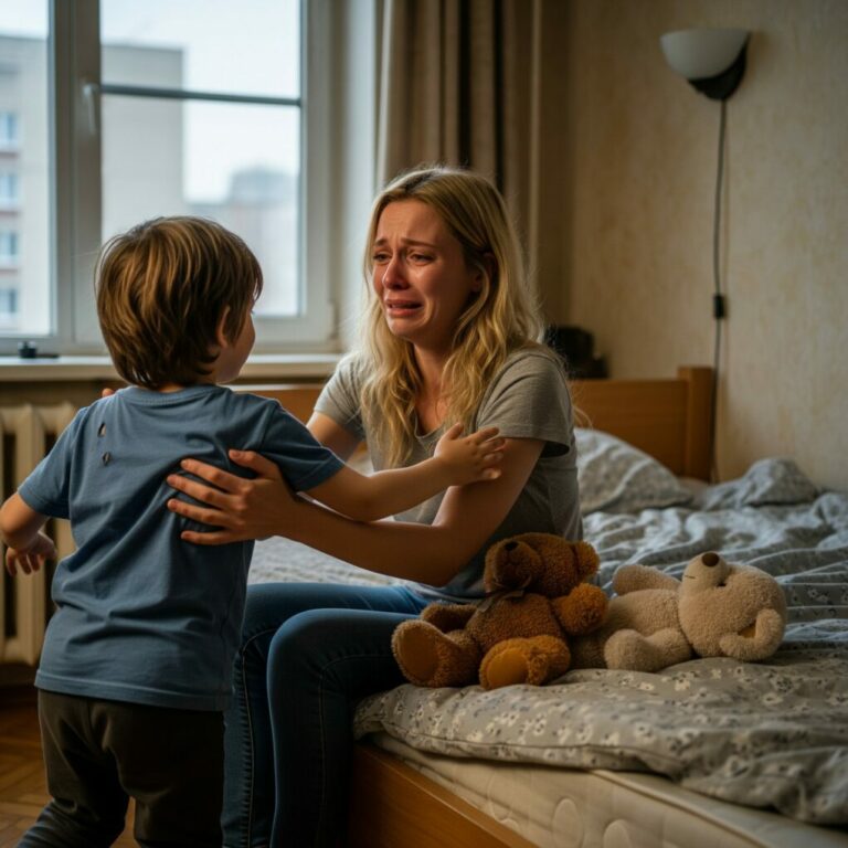 “Dad… that’s mom,” Leo whispered, his small hand pointing toward the woman hunched over a ragged stroller. My heart froze. Could it be true after five years? She was alive… and broken. I wanted to run, to grab her, but my feet felt nailed to the cold pavement. “No… it’s not possible,” I muttered. But deep down, I knew it was. And the thought of what we lost… and what we could still reclaim, kept me rooted to that street.