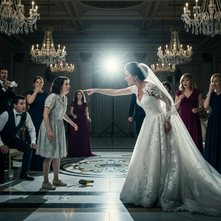 I was standing alone in the corner when the bride suddenly pointed at me and said, “Who let this beggar into my wedding?” The music stopped. Every face turned toward me. My hands shook, but I didn’t leave. Instead, I looked straight at her and said quietly, “You’re right. I don’t belong here… as a guest.” What happened next changed her perfect day forever.