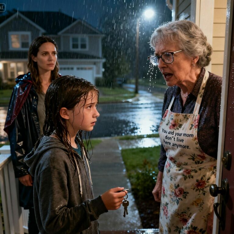 “My key… it won’t turn,” my daughter whispered, shivering, soaked through. Five hours of rain later, my mother stepped onto the porch, her face cold. “We’ve decided you and your mom don’t live here anymore,” she said. I didn’t yell. I just nodded. “Understood.” Silence hung heavy… until three days later, a letter arrived. My mother’s hands trembled as she read it, her face draining of color. And in that moment, I realized everything we thought we knew was about to change.