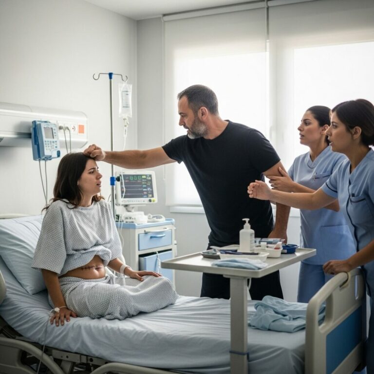 ¡MEJOR EMPIEZA A GANARTE EL SUSTENTO!” gritó mi padrastro mientras yo yacía en la cama, recién salida de cirugía, casi sin poder moverme. Le dije que todavía no podía trabajar… y me abofeteó con tal fuerza que caí sobre los azulejos del hospital… el sabor metálico de la sangre llenando mi boca, mis manos temblando. Él ladró: “¡DEJA DE HACERTE LA DÉBIL!