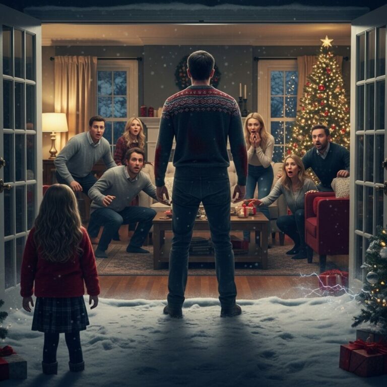 The snow hadn’t even settled when I heard my daughter cry. “You’re not our blood. Get out,” my new wife’s brother spat as she fell face-first into the cold. I froze—then something inside me snapped. Everyone expected me to stay quiet, to keep the peace. They had no idea what I was about to do next… and how that Christmas would destroy our family forever.