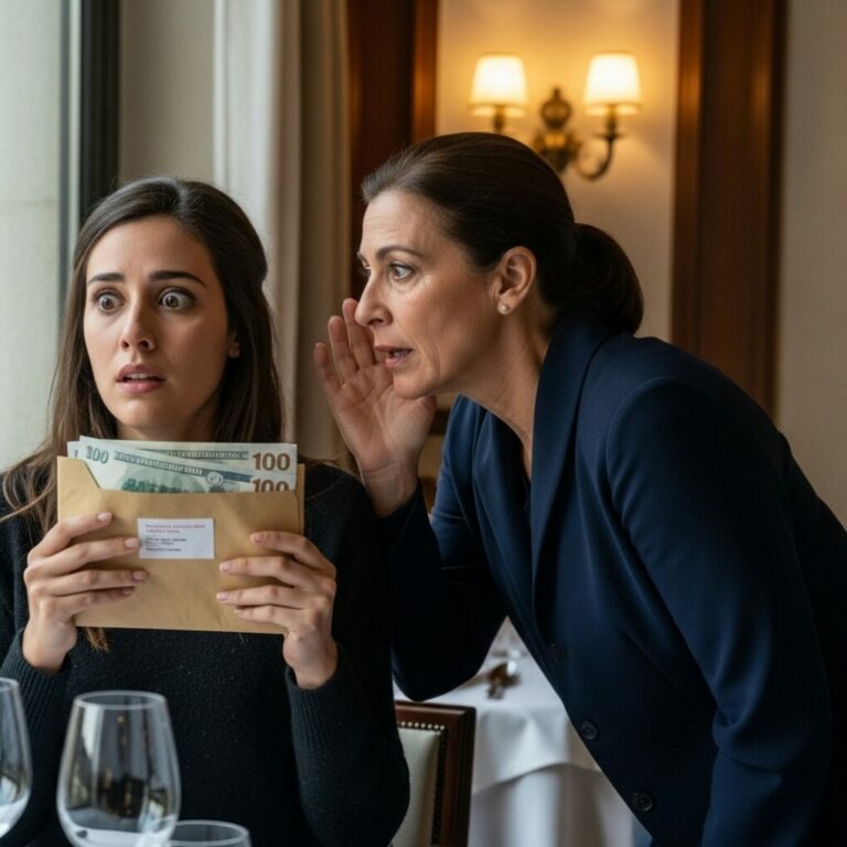 Mi esposo salió a atender una llamada durante nuestra primera cena romántica. De repente, una anciana en la mesa de al lado me deslizó dinero en la mano y susurró: ‘Llama un taxi y sal por la ventana del baño.’ Mi corazón latía a mil, la adrenalina me consumía… ¿Cómo llegó esto a mi vida? Apenas logré escapar con vida, y mientras corría, sentí que alguien me estaba observando
