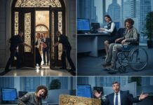 I never thought I’d return to my parents’ mansion in a wheelchair, trembling as I whispered, “Mom… Dad… I have nowhere else to go.” They looked at me like a stranger. Seconds later, the door slammed in my face. The next morning, a bank manager gasped after scanning my grandpa’s old card. His chair crashed to the floor as he stood. “Sir… you need to see this. Right now.” And that’s when everything changed.