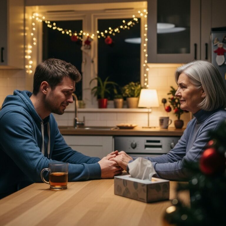 I thought paying off my wife’s family’s $900,000 debt would finally make them see me as more than an outsider. But on Christmas Eve, I opened social media and saw their massive party—everyone smiling, laughing… except me. No call. No text. Nothing.  Driving to my mom’s house, I muttered, “Why would they do this?”  But when she opened the door and said, “Son… you need to sit down,” my entire world shifted.