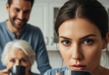 “That scent. Bitter almonds. My heart hammered against my ribs as I realized my own husband was trying to erase me. ‘Here, Mother, let’s swap cups,’ I whispered, my hands trembling. She took a deep sip, smirking at me with those cold eyes. Thirty minutes later, the silence in the living room was shattered by a thud that will haunt my dreams forever. But as I looked down, I realized the nightmare was only beginning…”