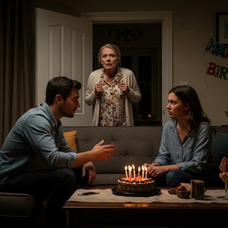 On my birthday, I heard my husband whisper, “Keep her busy while you change the locks.” I froze, pretending not to hear. An hour later, his mother returned, face drained of color, hands trembling. “Something went wrong… your wife—” she stammered, staring at him like she’d seen a ghost. My heart pounded as they both turned toward me. Whatever happened at my house… I knew it was only the beginning.