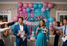 At our baby’s gender reveal, my husband smirked, pulled out divorce papers, and whispered, “You’re nothing without me.” Everyone froze—except me. I smiled, leaned in, and said, “Are you sure you want to do this today?” His face dropped, but it was too late. Because the announcement I made next… left the entire room gasping.