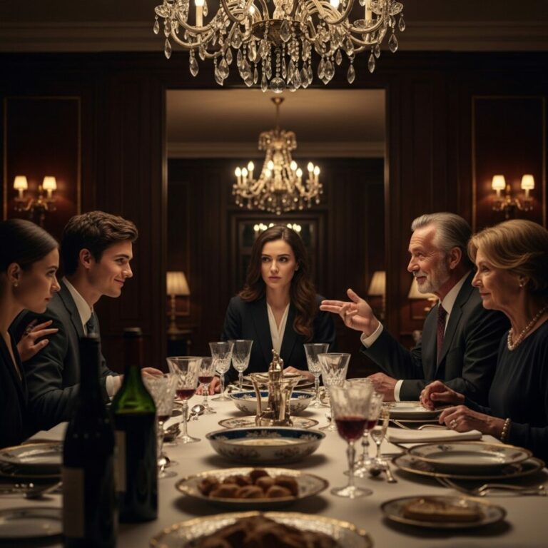 I knew dinner would be awkward, but I didn’t expect her billionaire father to lean back, smirk, and say, “A man like you… advising finances? That’s cute.” My fiancée squeezed my hand under the table, but her mother added, “She needs someone worthy, darling.” I stayed silent—playing the role they assumed. If only they knew who I really was… and what I’d reveal next.
