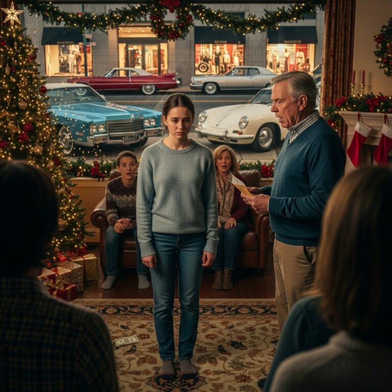 “You think you’re better than this family?” my father roared as a one-dollar bill slapped against my cheek. Laughter broke around the room, but inside me, something finally snapped. I leaned in, quietly placing an envelope in his trembling hand. “Open it,” I said. When he did, his jaw locked, his eyes widened, and the entire room fell silent. What he saw changed everything… and it wasn’t even the real shock.