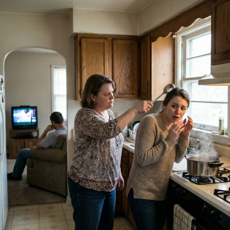 Estaba cocinando sopa cuando, de repente, mi suegra me golpeó con una cuchara. —¡Cocinera incompetente! —gritó. Mi marido simplemente subió el volumen del televisor. Pero esta fue la última vez que cocinaría para ellos…