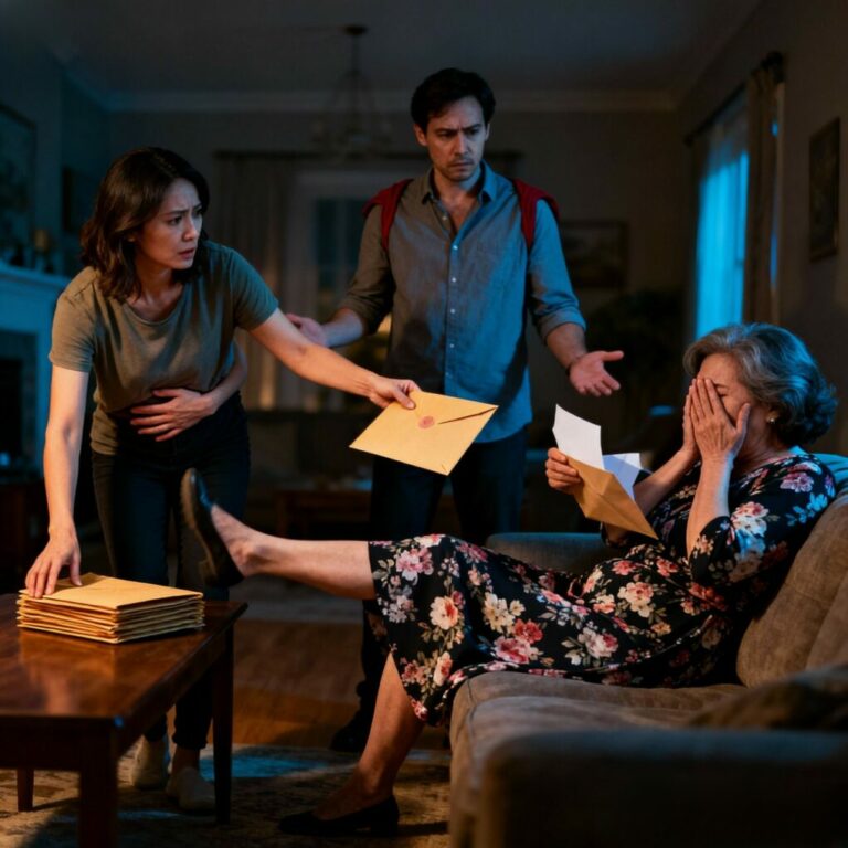 When my mother-in-law kicked me, I waited for my husband to defend me. He didn’t. He just said, “Give her what she wants.” So I returned with an envelope of money. “That’s more like it,” she sneered, reaching out. But the second she opened it, she gasped — then fell to the floor. I hadn’t meant to shock her… but what she saw changed everything.