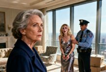 “The bank notification popped up: another $750,000 gone. My own blood had traded my life’s savings for a luxury penthouse. When she saw me at her doorstep on moving day, she smirked, ‘Mom, what are you doing here?’ I didn’t say a word; I just stepped aside to reveal the handcuffs in the officer’s hand. ‘I’m not here for the housewarming, honey,’ I whispered. ‘I’m here for justice.’ But was it too late to save us both?”