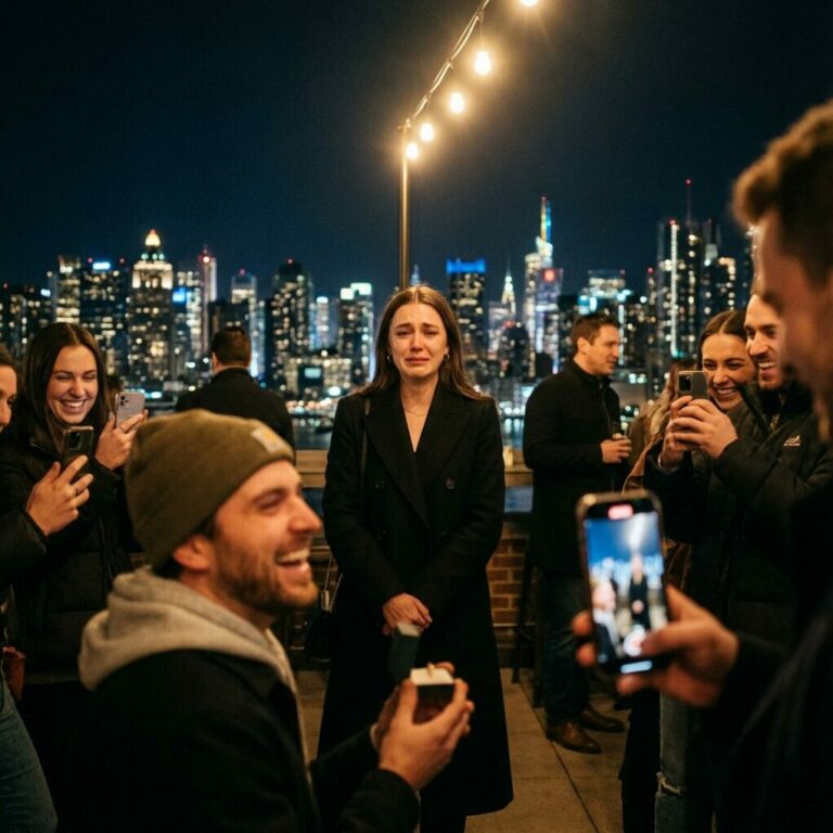 Mi novio me pidió matrimonio el día de mi cumpleaños. Con lágrimas de alegría, respondí: «¡Sí, claro que sí!». Entonces se levantó de golpe y gritó: «¡Es solo una broma!». Sus amigos lo estaban grabando para subirlo a YouTube, todos riendo de manera histérica. Pero unas semanas después…