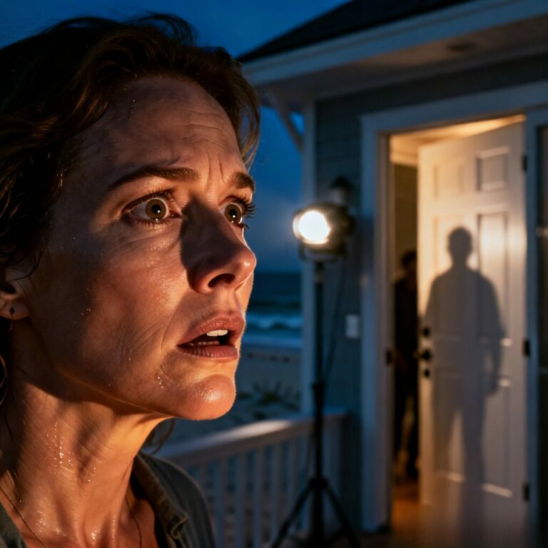 On my first night alone in my beach house, the alarm screamed at 2 a.m. “Calm down,” I told myself, gripping the flashlight. Outside, the yard was empty. Too empty. Then I saw it—fresh footprints in the sand, leading straight to my door. My phone buzzed. A message from the security app read: “Motion detected… inside.” That’s when I realized—I wasn’t alone after all.