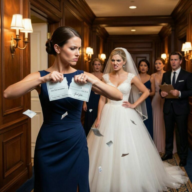 My sister blocked the door and sneered, “There are no fat people in my wedding photos.” I pulled out the $20,000 check and tore it into tiny pieces. Have fun paying the suppliers, because of the venue…