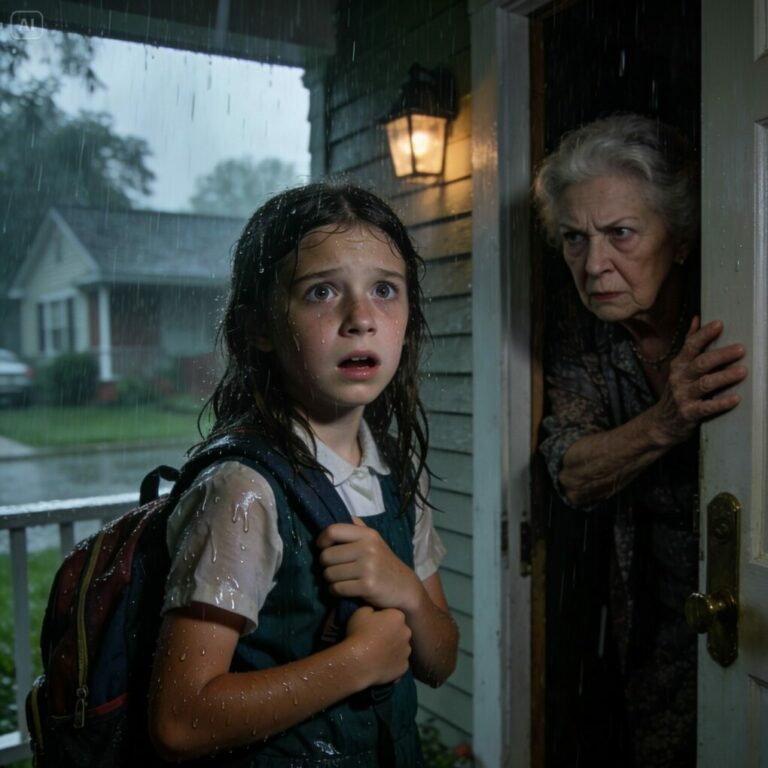 Mi hija de once años volvió a casa, pero su llave no abría la puerta. Tuvo que quedarse bajo la lluvia durante CINCO HORAS esperando. Luego mi madre salió y dijo: “Hemos decidido que tú y tu madre ya no vivís aquí.” Yo no grité. Simplemente dije: “Entiendo.” Tres días después, mi madre recibió una CARTA… y su rostro se puso pálido.