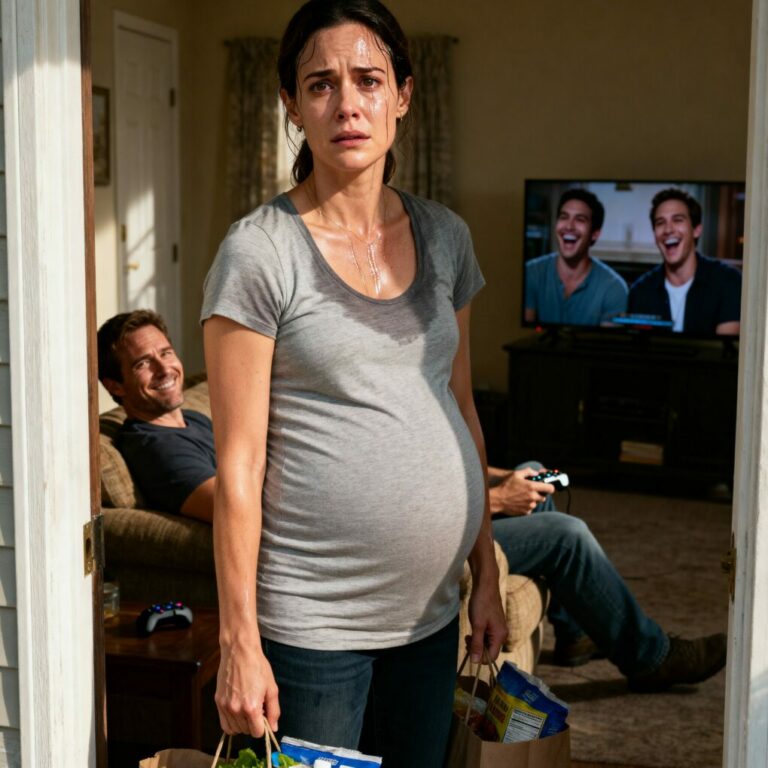 Estaba embarazada de siete meses, subiendo tres pisos de escaleras con las bolsas del supermercado mientras mi marido estaba sentado en el sofá jugando videojuegos. Cuando por fin dejé las bolsas en el suelo, sudando y sin aliento, me miró y dijo: —Te estás volviendo desagradable de ver. Más te vale perder ese peso RÁPIDO, o buscaré a alguien que sí se cuide de verdad.  Sus amigos se echaron a reír. Yo solo sonreí.  Setenta y dos horas después, no dejaba de llamarme, suplicándome…