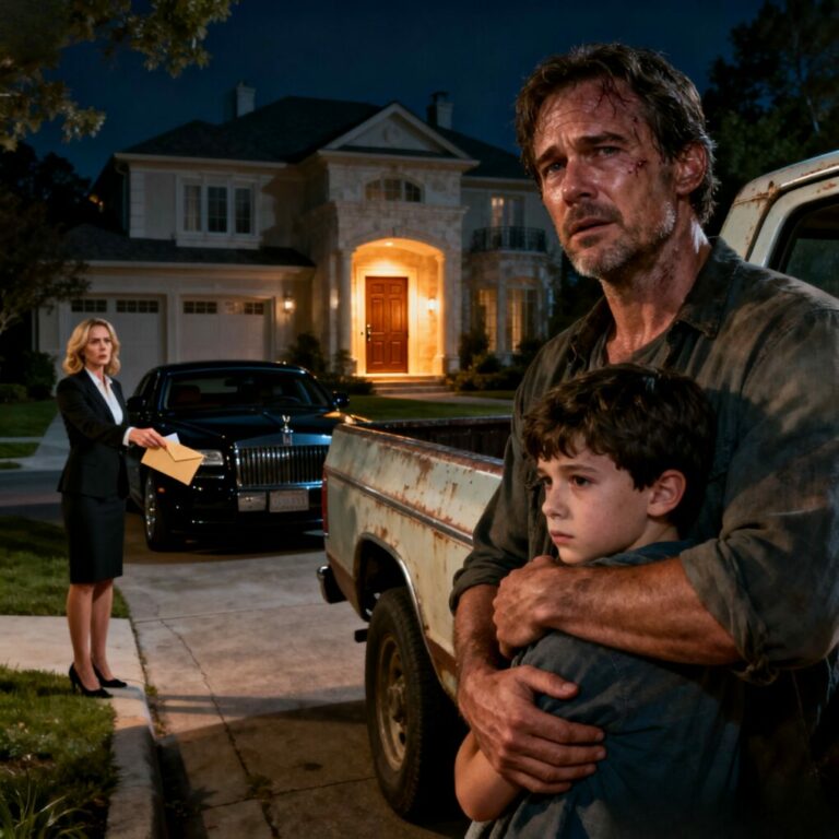 My dad slammed the mansion door and said, “You’re a disgrace—don’t come back.” That night, my son and I slept in my truck. A week later, a woman knocked on the window and said, “I work for a man you once saved.” I laughed bitterly. She leaned closer and whispered, “He’s dying. He’s a billionaire. And he asked for you by name.” That’s when I realized rock bottom wasn’t the end—it was the invitation.