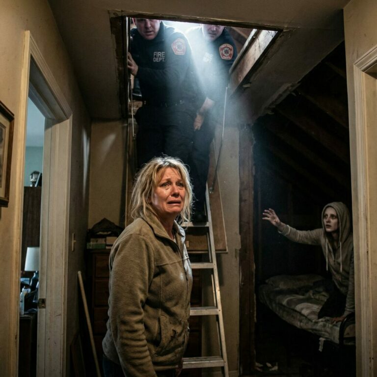 Mi hija no había venido a verme en todo un mes. Decidí ir yo misma a su casa, usando la llave de repuesto. Al entrar, escuché un leve sonido de raspado que venía del ático. Cuando los rescatistas forzaron la puerta, vimos algo que nos hizo desplomarnos sin poder reaccionar…