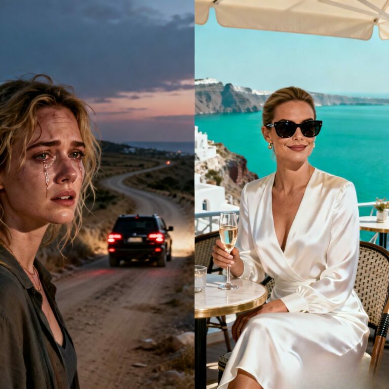 “As their laughter faded into the Italian dust, my husband shouted, ‘Good luck getting home without a dime, honey!’ They thought they broke me. They were wrong. I didn’t cry; I just started walking. One month later, when he finally tracked me down at a luxury villa in Greece, he didn’t find a victim—he found a woman who had replaced him. ‘You’re too late,’ I whispered, ‘I’ve already started a new life… and you’re not invited.'”