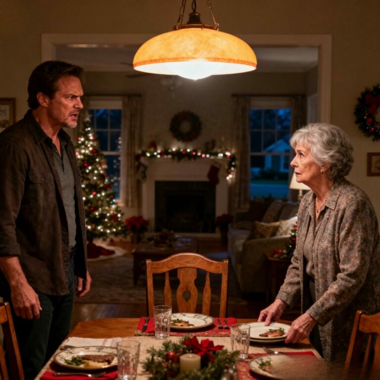At Christmas dinner, my mom set an extra plate at the table. “For Dad?” I asked, forcing a laugh. He’d been dead for twenty years. She met my eyes and said quietly, “Now it’s time.” “For what?” “To tell the truth,” she replied. “And make things right.” The room felt colder. That’s when I realized the past wasn’t buried. It had been waiting for me.