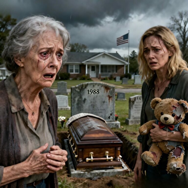“I stared at the gravestone I’d visited for 37 years, the cold stone engraved with Railey’s name. Then my phone screamed at 3 AM. ‘Mrs. Ferris, she’s awake… she remembers everything.’ My breath hitched. ‘That’s impossible,’ I whispered, my heart hammering against my ribs, ‘I buried my daughter in 1988! I felt her pulse stop!’ If Railey is in that hospital room… then who—or what—did I put in the ground?”