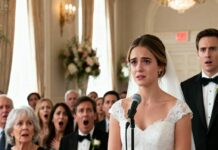 AN HOUR BEFORE THE CEREMONY, I OVERHEARD MY FIANCÉ WHISPER TO HIS MOM: ‘I DON’T CARE ABOUT HER—I ONLY WANT HER MONEY.’ I WIPED AWAY MY TEARS, WALKED UP TO THE ALTAR, AND INSTEAD OF ‘I DO,’ I SAID SOMETHING THAT MADE MY MOTHER-IN-LAW CLUTCH HER CHEST RIGHT THERE IN THE HALL…