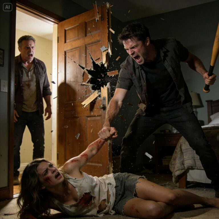 I will never forget the sound of that door splintering beneath my shoulder. “Emily?!” I shouted, my voice cracking. And then I saw her—on the floor, trembling—while Ryan towered above her, baseball bat clenched in his fist. He turned, eyes burning. “She’s not leaving,” he snarled. In that moment, I realized this wasn’t teenage drama. It was survival. And everything changed the second Emily looked up at me